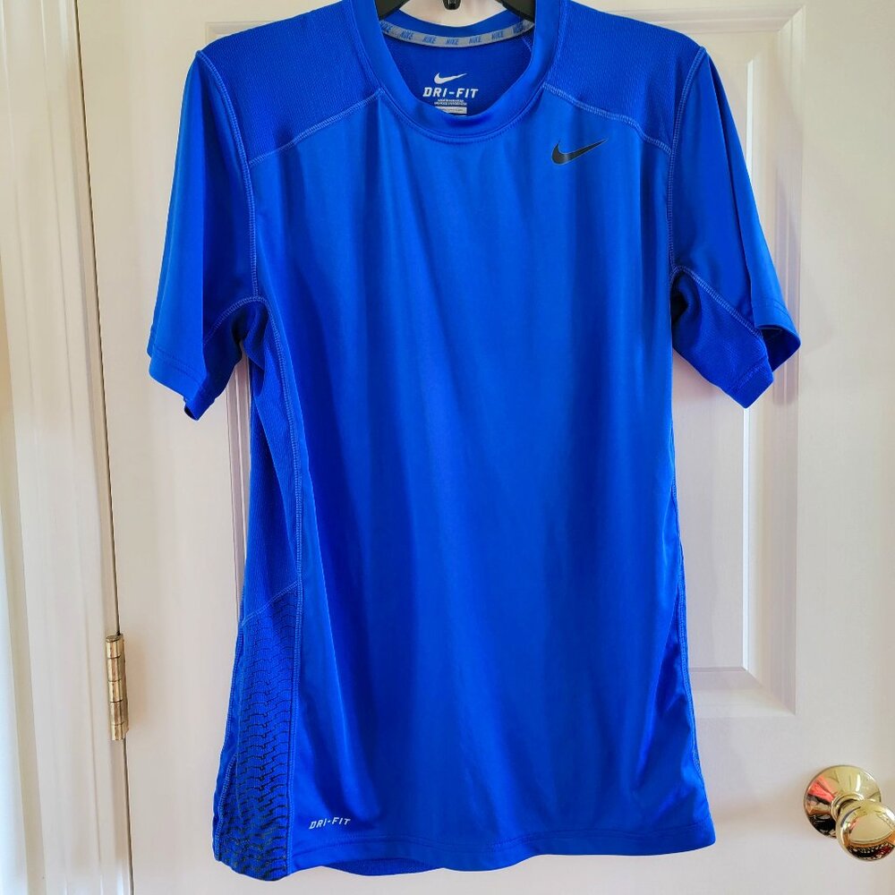 Nike DRI-FIT Shirt Blue Training Breathe Zone Cooling Mesh Men's Medium